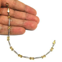 14 k gult guld päronformad länk Fancy armband, 7,25" fina designersmycken för män och kvinnor