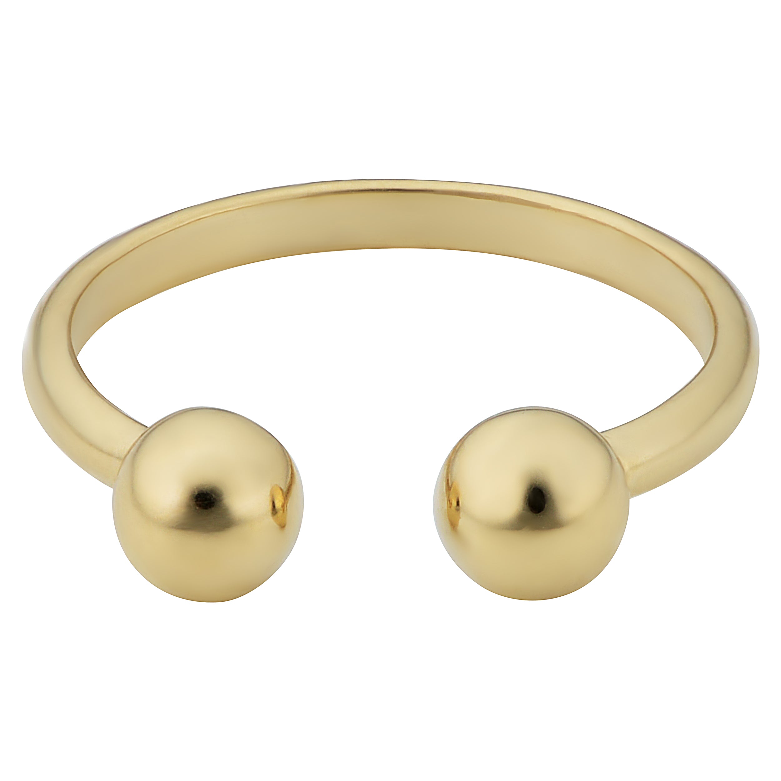 14k Yellow Gold Double Bead Open Ring