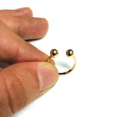 14k Yellow Gold Double Bead Open Ring