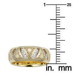14k Two Tone Gold 7.1mm Filigree Band Ring fine designer jewelry for men and women