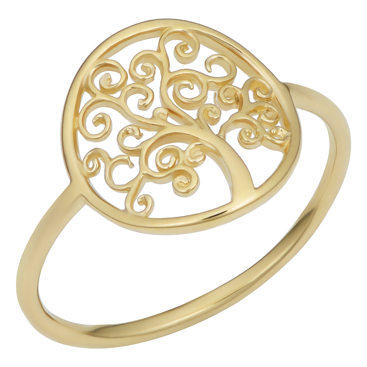 Anillo de oro amarillo de 14 quilates con forma de árbol de la vida, joyería fina de diseño para hombres y mujeres.