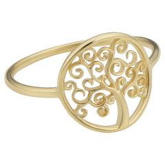 Bague arbre de vie en or jaune 14 carats, bijoux de créateur raffinés pour hommes et femmes