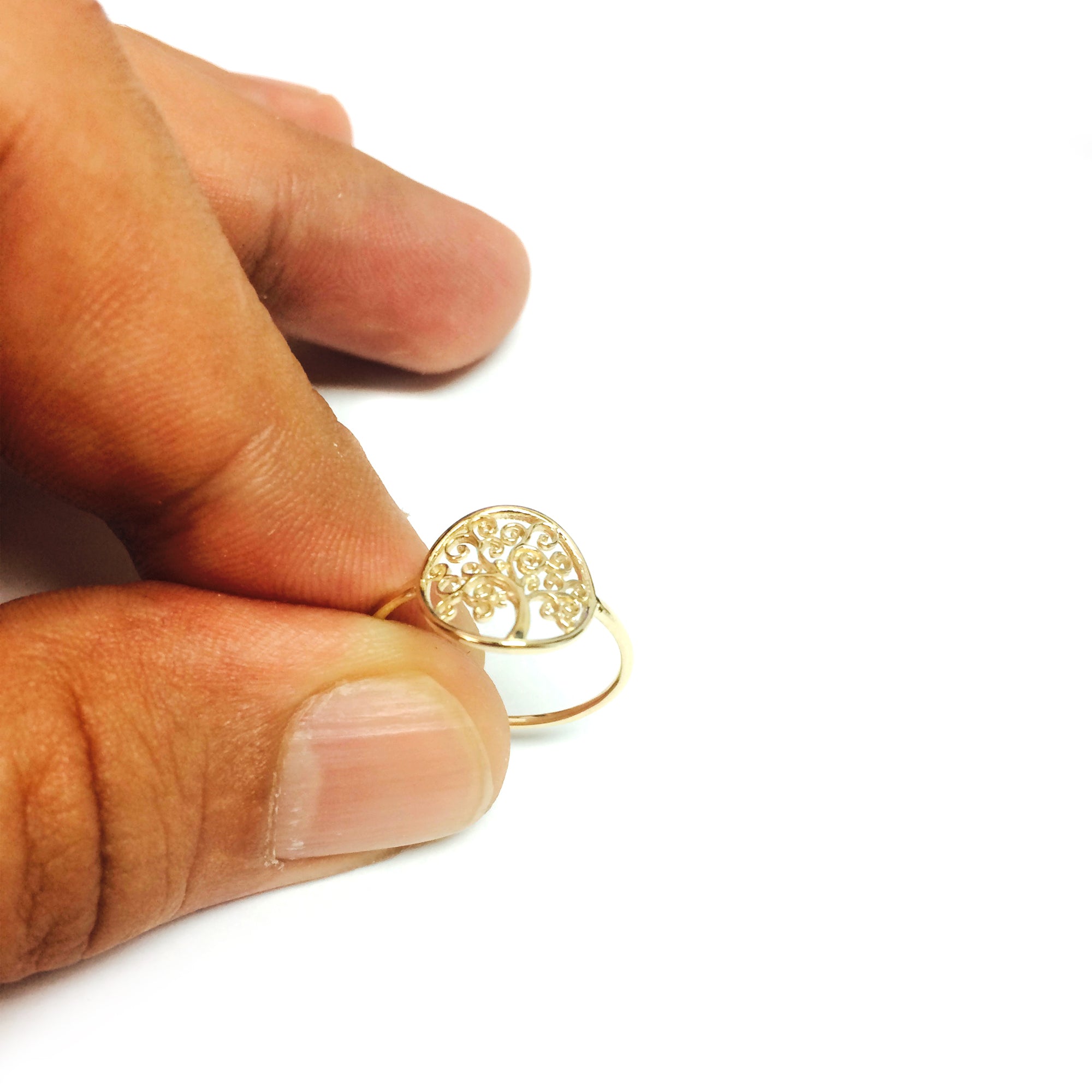 14k gult guld Tree of Life Ring fina designersmycken för män och kvinnor