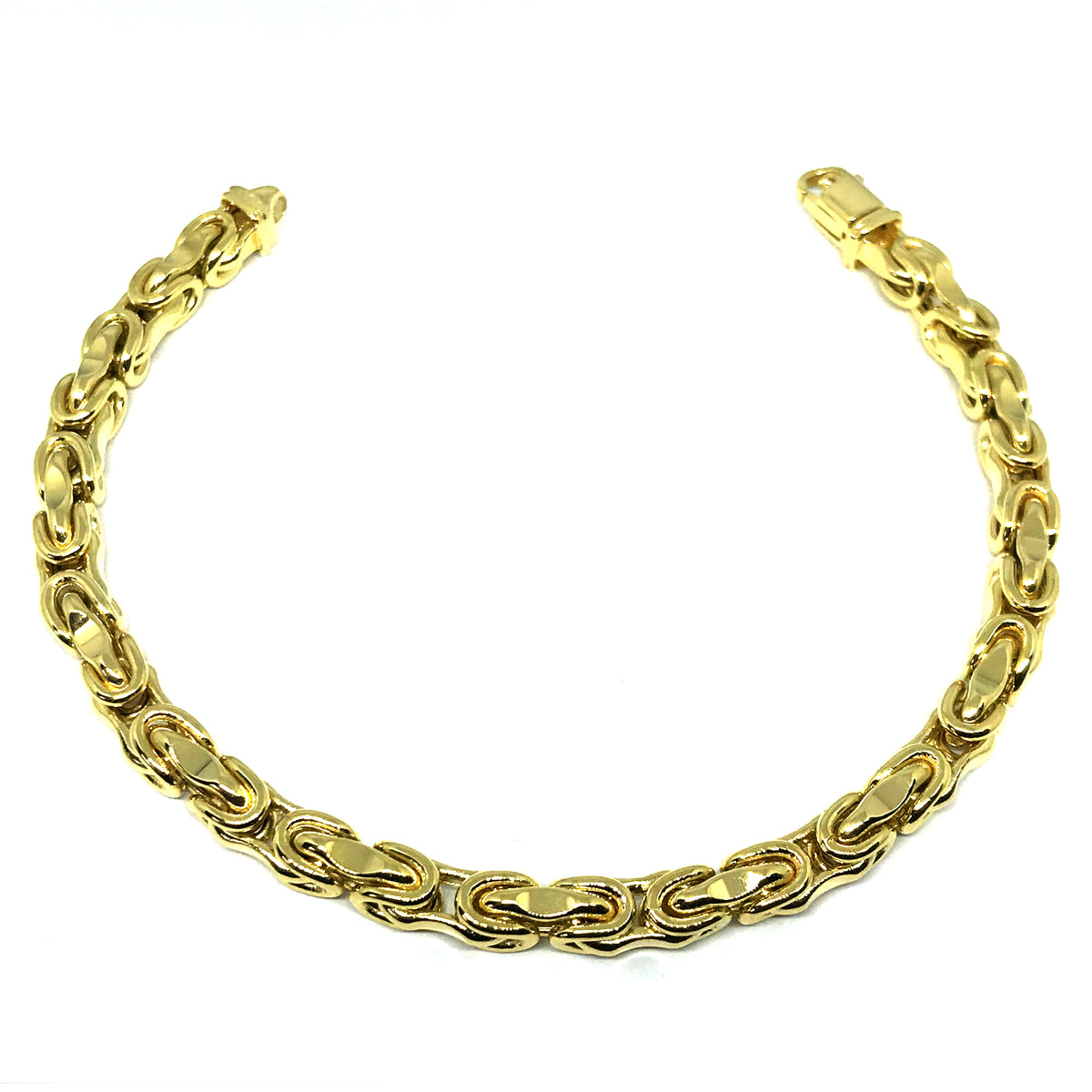 14 karat gult guld interconnected link herrearmbånd, 8,5" fine designersmykker til mænd og kvinder