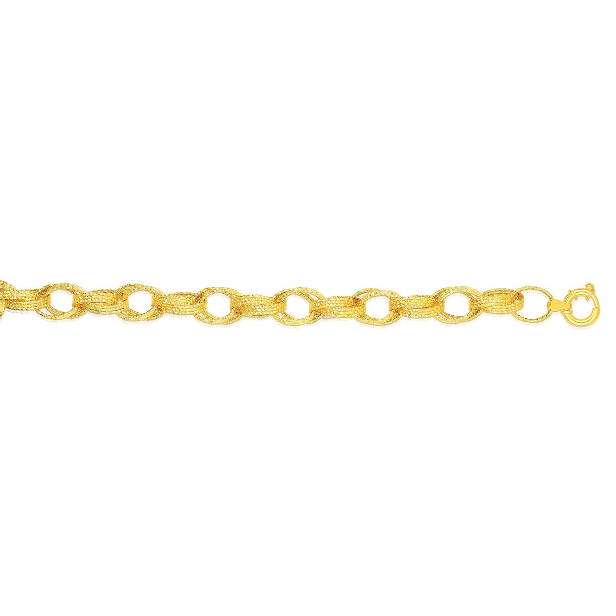 Bracelet fantaisie à maillons ovales en or jaune 14 carats, bijoux de créateurs fins de 7,25 pouces pour hommes et femmes