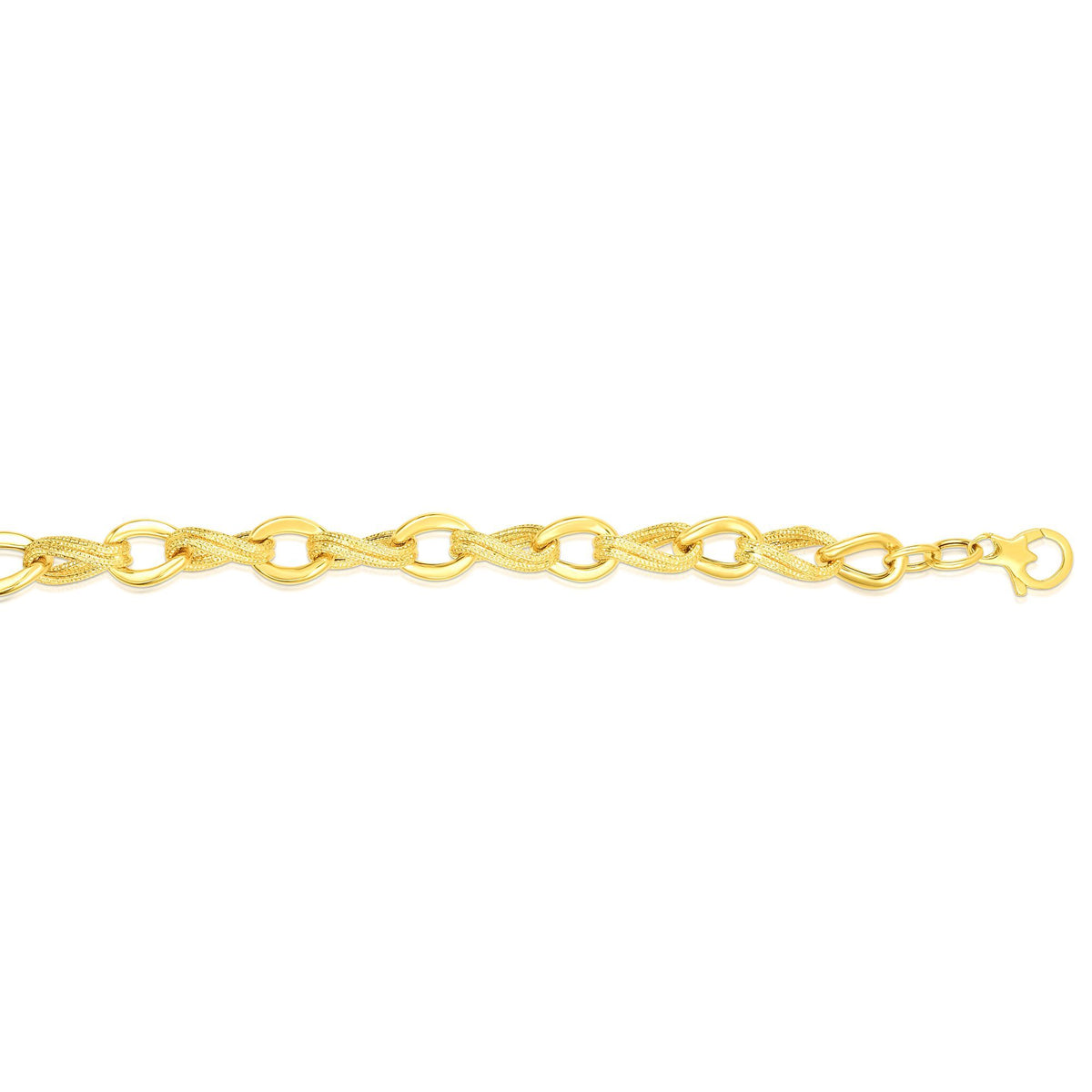 Bracelet fantaisie à maillons ovales en or jaune 14 carats, bijoux de créateurs fins de 8 pouces pour hommes et femmes