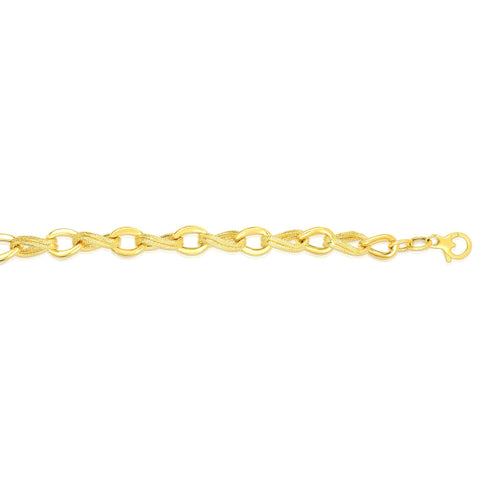 14k Yellow Gold Oval Link Fancy Bracelet, 8"