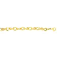 Bracelet fantaisie à maillons ovales en or jaune 14 carats, bijoux de créateurs fins de 8 pouces pour hommes et femmes