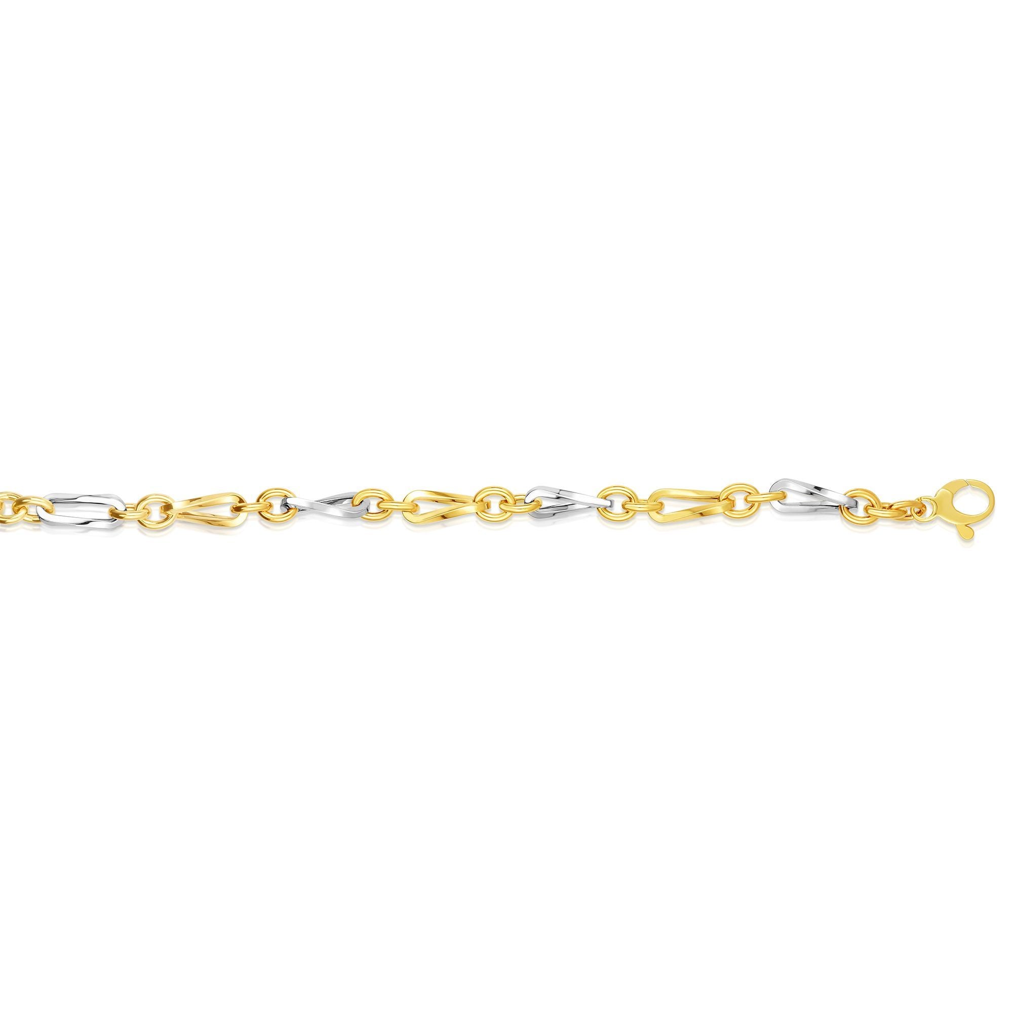 14k Yellow Gold Oval Link Fancy Bracelet, 7.75" fine designer jewelry for men and women