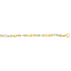 Bracelet fantaisie à maillons ovales en or jaune 14 carats, bijoux de créateurs fins de 7,75 pouces pour hommes et femmes