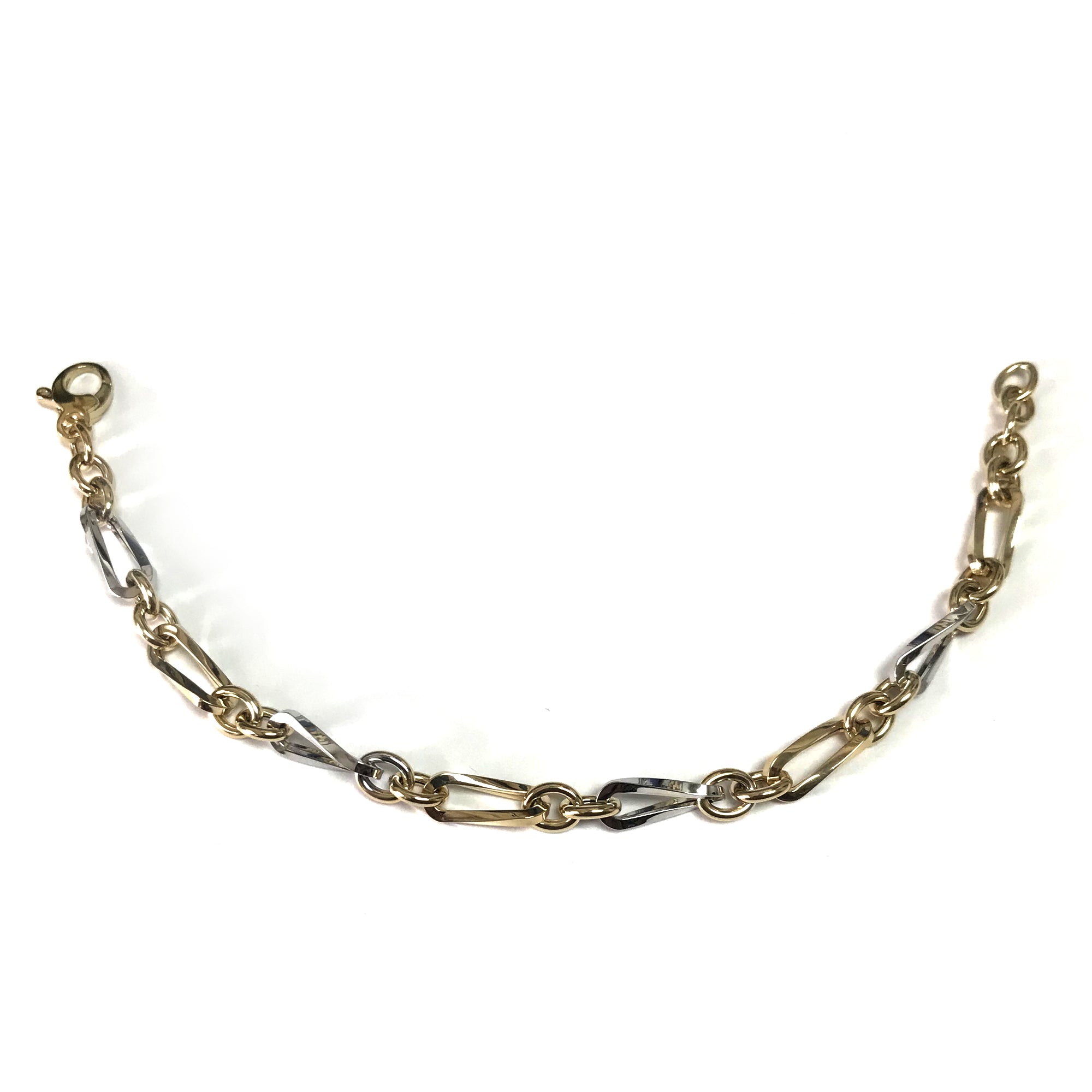 Bracelet fantaisie à maillons ovales en or jaune 14 carats, bijoux de créateurs fins de 7,75 pouces pour hommes et femmes