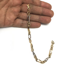 Bracelet fantaisie à maillons ovales en or jaune 14 carats, bijoux de créateurs fins de 7,75 pouces pour hommes et femmes