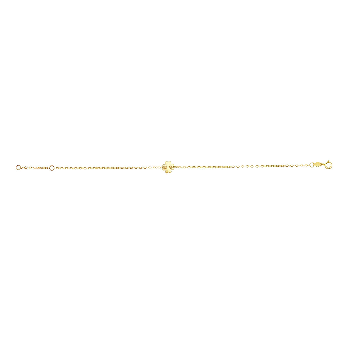 Bracelet fantaisie à breloque trèfle en or jaune 14 carats, bijoux de créateur raffinés de 7 pouces pour hommes et femmes