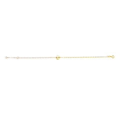 14k Yellow Gold Clover Charm Fancy Bracelet, 7" fine designer jewelry for men and women