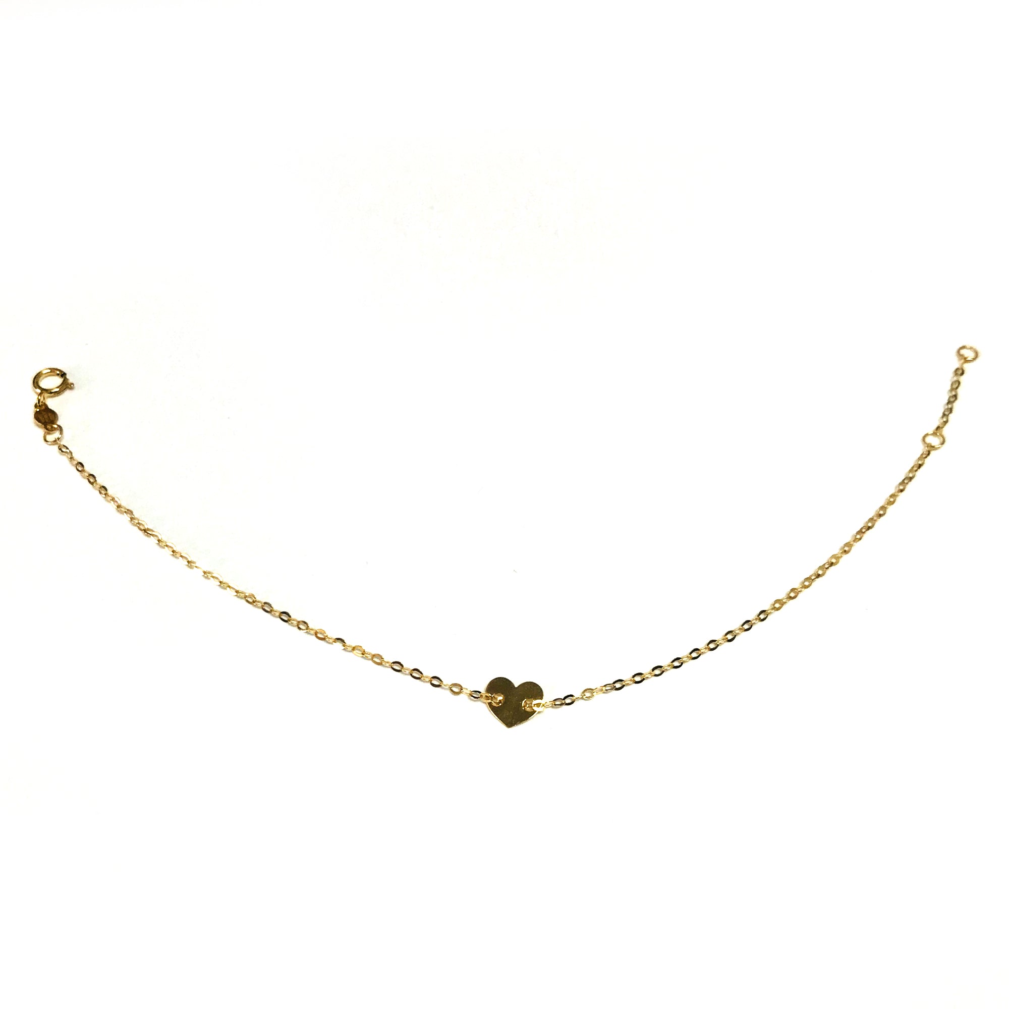 14 k gult gull hjerte sjarm Fancy armbånd, 7" fine designer smykker for menn og kvinner
