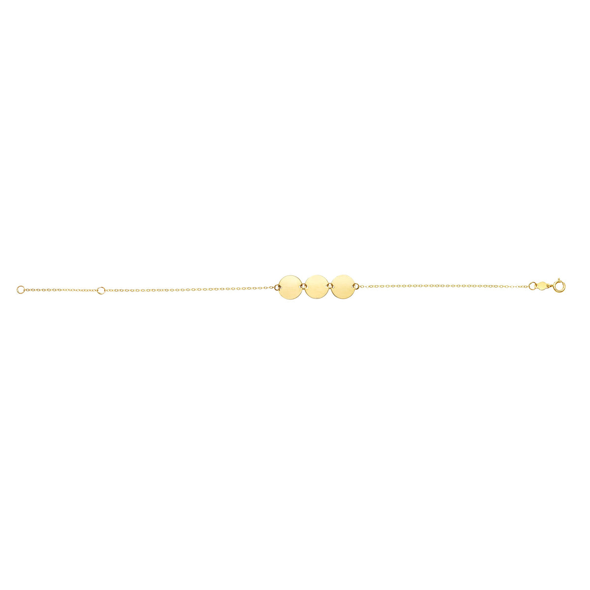 14k Yellow Gold Round Disc Charm Fancy Bracelet, 7" fine designer jewelry for men and women