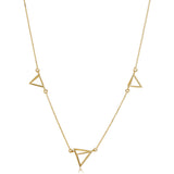 14k Yellow Gold 3D Triangle Station Adjustable Necklace, 18"