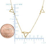 14k Yellow Gold 3D Triangle Station Adjustable Necklace, 18"