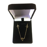 14k Yellow Gold 3D Triangle Station Adjustable Necklace, 18"