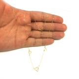 14k Yellow Gold 3D Triangle Station Adjustable Necklace, 18"