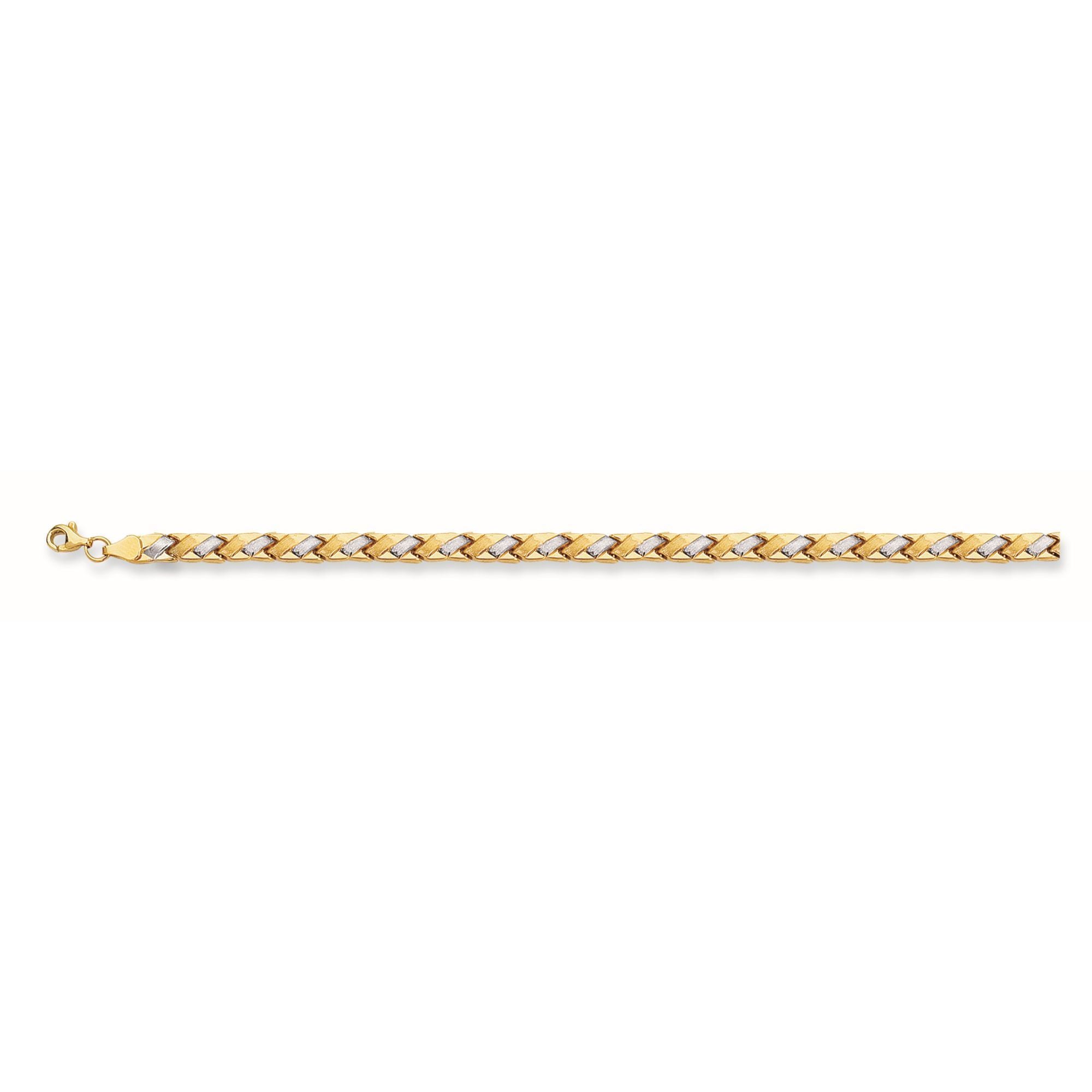 Bracciale a maglie intrecciate in oro giallo e bianco 14k, gioielli di alta moda da 7,25" per uomini e donne