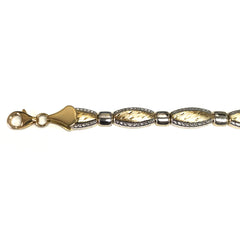 Bracelet à maillons en forme de poire en or jaune et blanc 14 carats, bijoux de créateurs fins de 7,25 pouces pour hommes et femmes