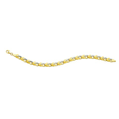 14k gul og hvid guld hjertelinks armbånd, 7,25" fine designer smykker til mænd og kvinder