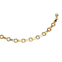 Bracelet fantaisie à maillons en or jaune blanc et rose 14 carats, bijoux de créateur fins de 7,25 pouces pour hommes et femmes