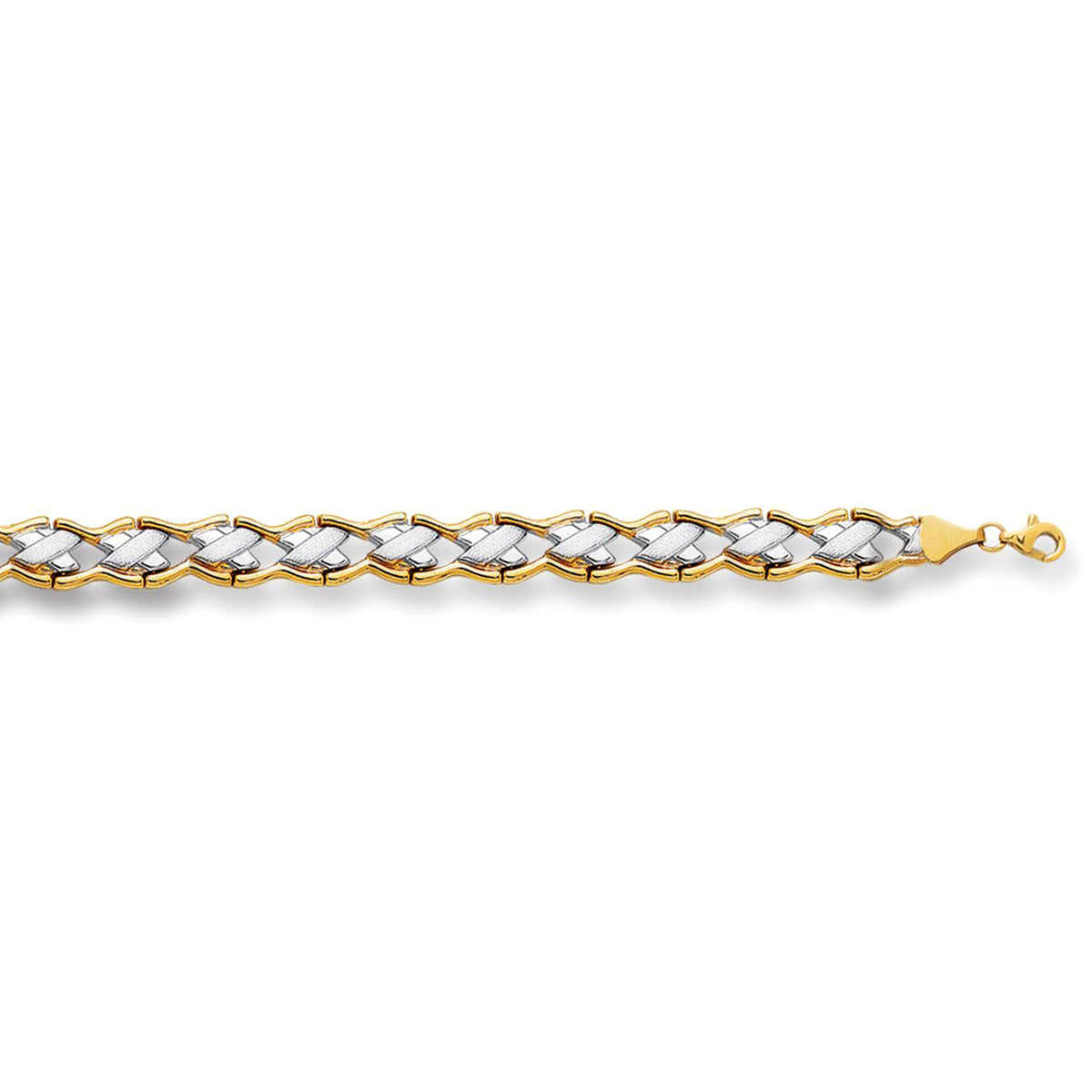 14k Yellow And White Gold Hugs And Kisses  Link Bracelet, 7,25"