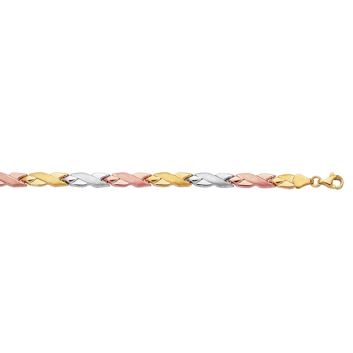 14k Yellow And White Gold Hugs And Kisses Link Bracelet, 7,25" fine designer jewelry for men and women