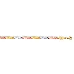 14k Yellow And White Gold Hugs And Kisses Link Bracelet, 7,25" fine designer jewelry for men and women