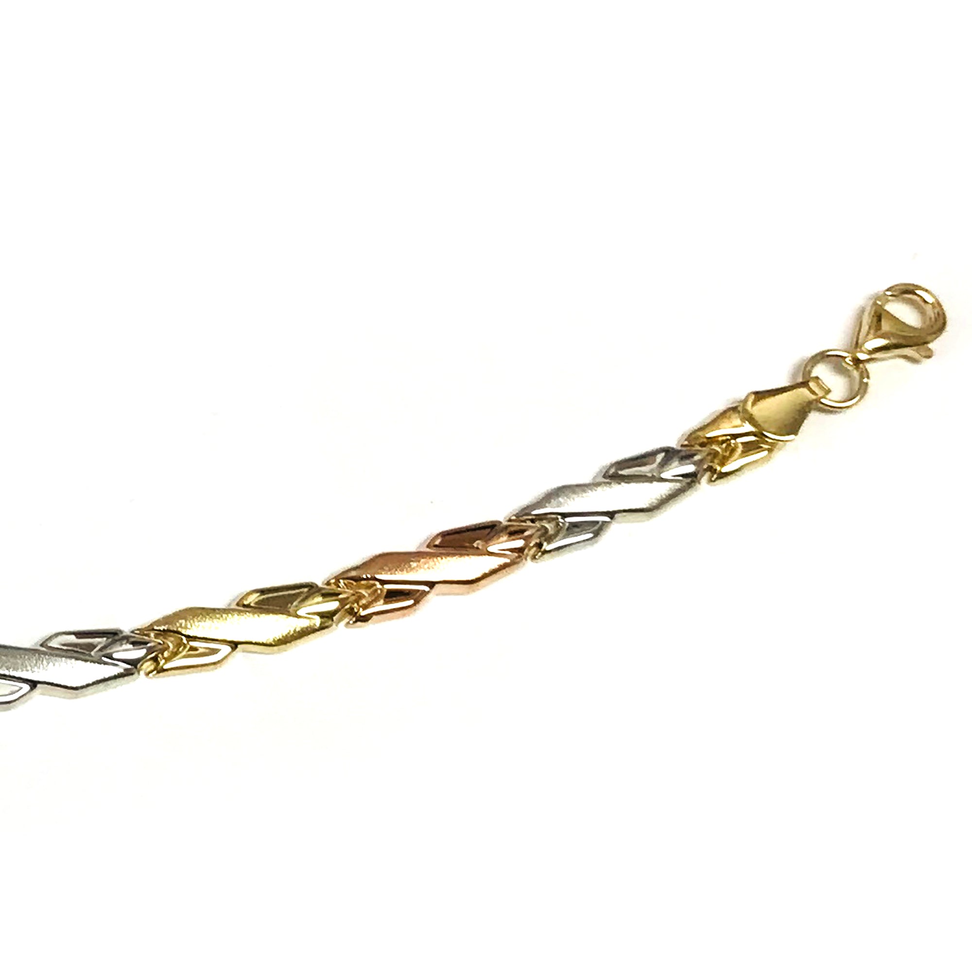 14k Yellow And White Gold Hugs And Kisses Link Bracelet, 7,25" fine designer jewelry for men and women
