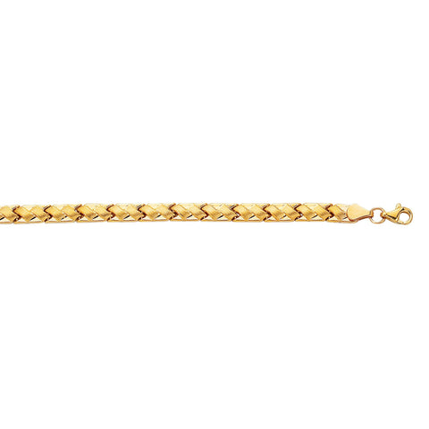 14k Yellow Gold Weaved Link Fancy Bracelet, 7.25"