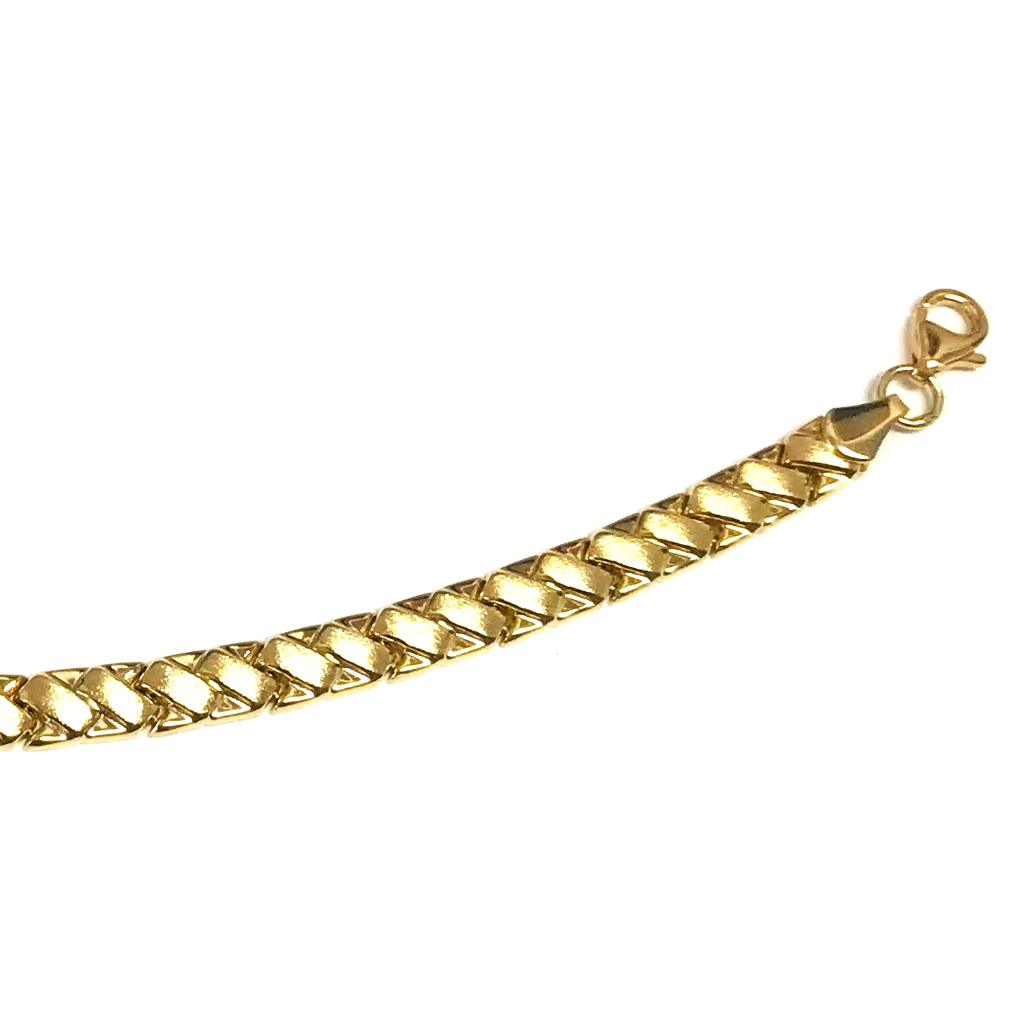 Bracciale fantasia a maglie intrecciate in oro giallo 14k, gioielli di alta moda da 7,25" per uomini e donne