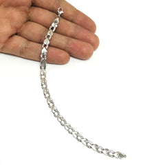 Bracelet à maillons en forme de cœur taillé en diamant blanc 14 carats, bijoux de créateurs fins de 7,25 pouces pour hommes et femmes