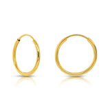 10k Yellow Gold Shiny Endless Round Hoop Earrings