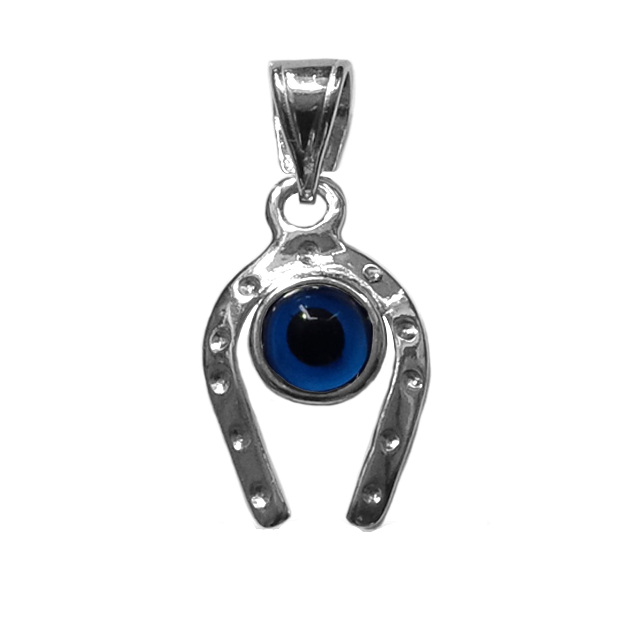 Sterling Silver Horse Shoe Evil Eye Pendant Charm fine designer jewelry for men and women