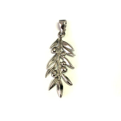 Pendentif Olive Brunch en Argent Sterling Plaqué Rhodium, bijoux de créateur raffinés pour hommes et femmes