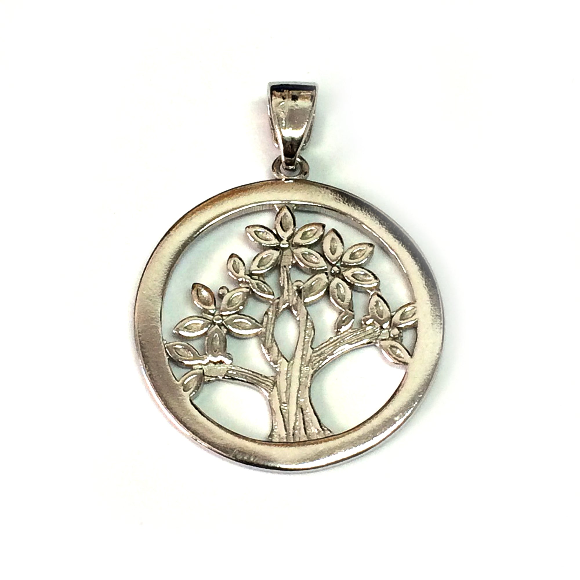 Sterling Silver Rhodium Plated Tree Of Life Pendant fina designersmycken för män och kvinnor