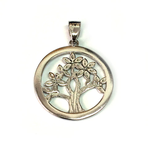 Sterling Silver Rhodium Plated Tree Of Life Pendant