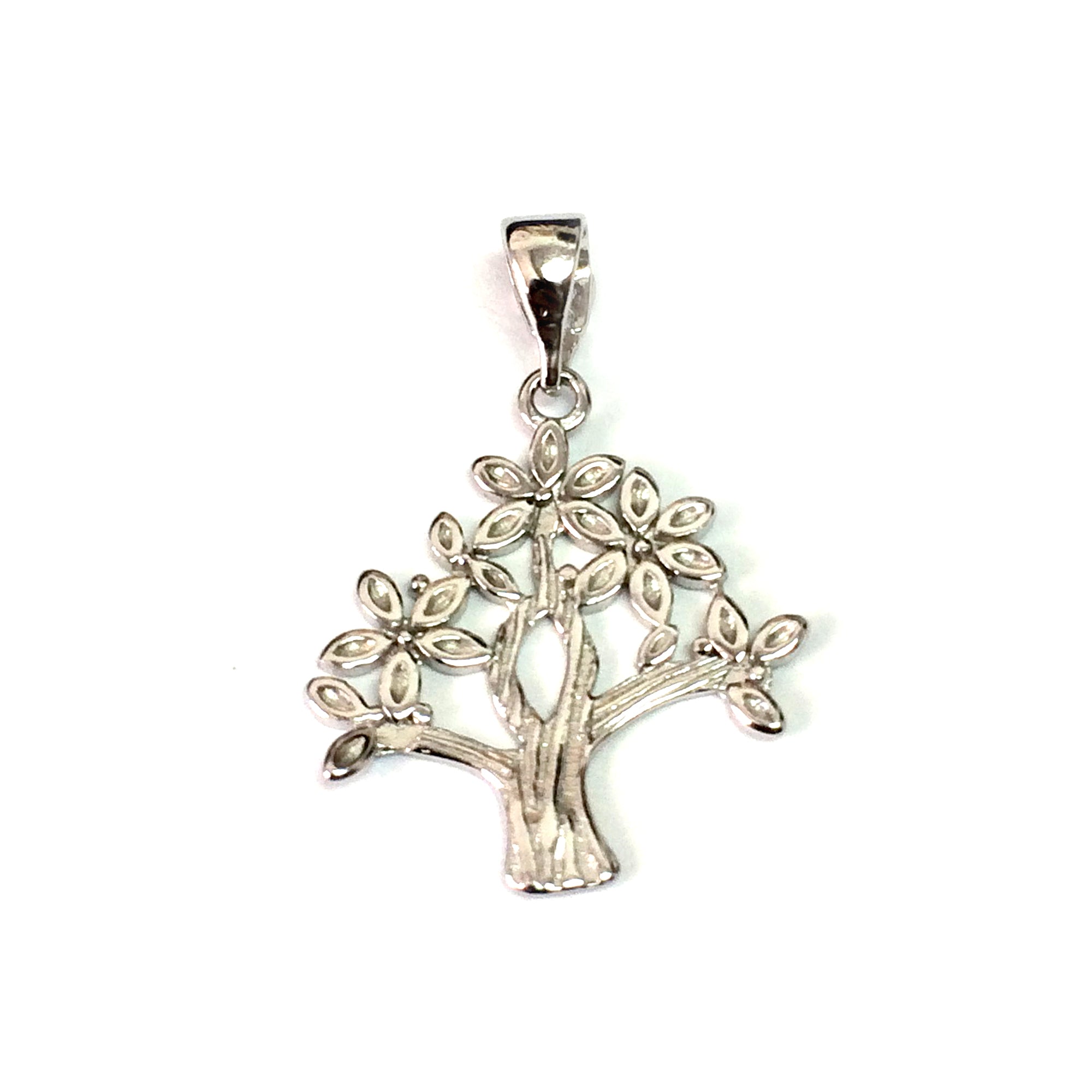 Sterling Silver Rhodium Plated Tree Of Life Pendant