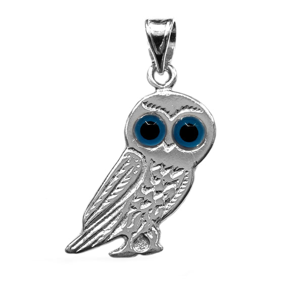 Sterling Silver Evil Eye Owl Pendant Charm