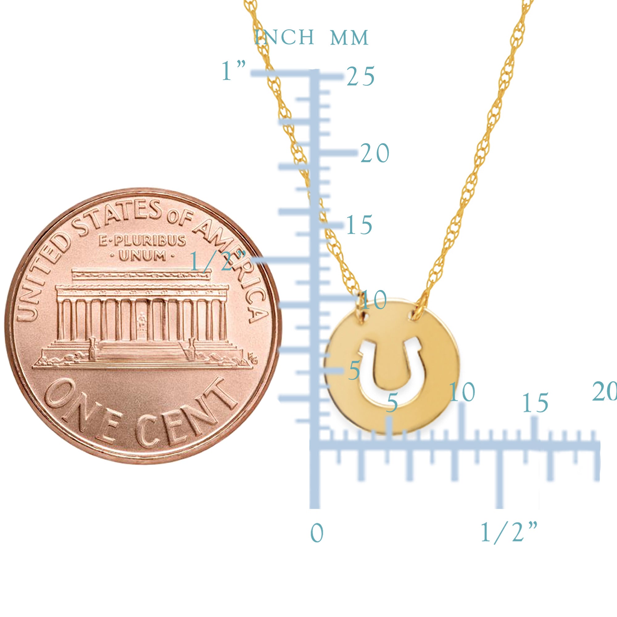 14K Yellow Gold Mini Horse Shoe Pendant Necklace, 16" To 18" Adjustable fine designer jewelry for men and women