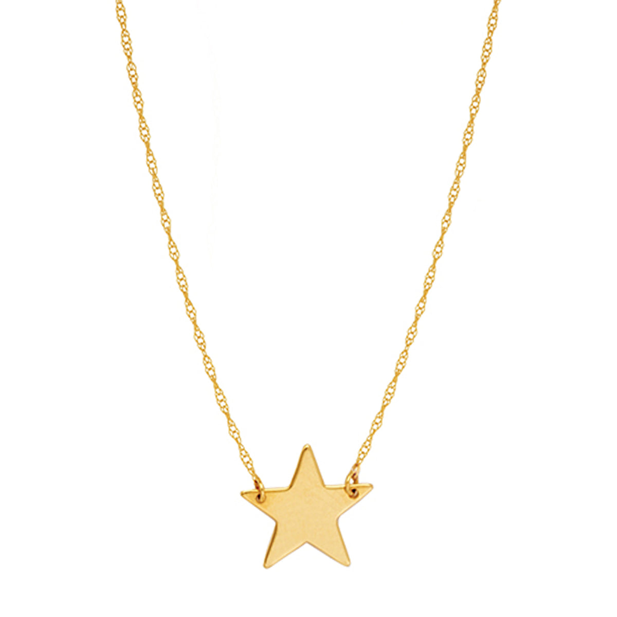 14K Yellow Gold Mini Star Pendant Necklace, 16" To 18" Adjustable