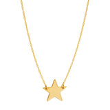 14K Yellow Gold Mini Star Pendant Necklace, 16" To 18" Adjustable