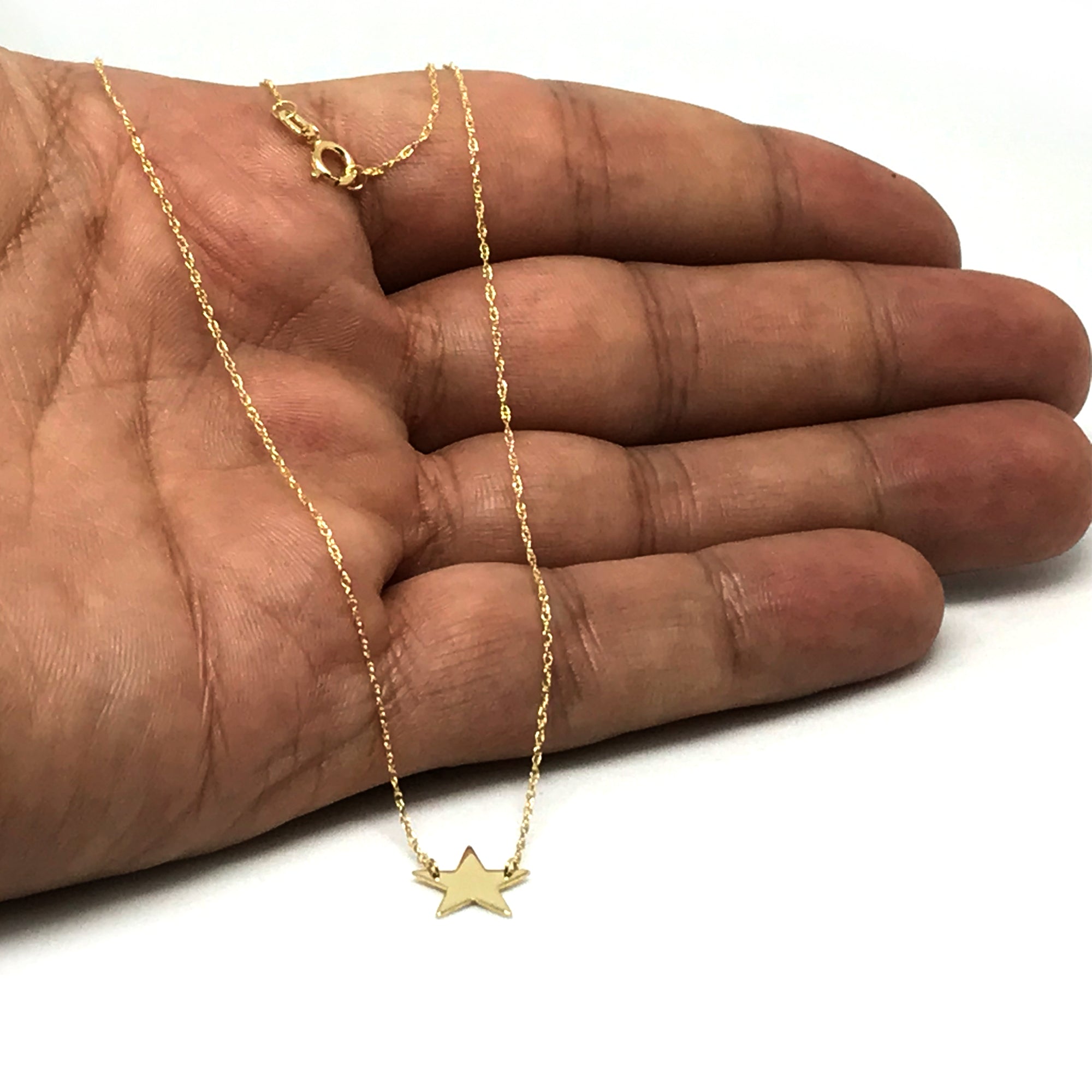 14K gul guld mini stjerne vedhæng halskæde, 16" til 18" Justerbare fine designer smykker til mænd og kvinder