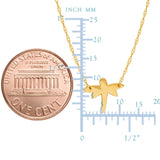 14K Yellow Gold Mini Dragonfly Pendant Necklace, 16" To 18" Adjustable