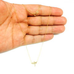 Collier pendentif mini libellule en or jaune 14 carats, bijoux de créateur fins réglables de 16 à 18 pouces pour hommes et femmes
