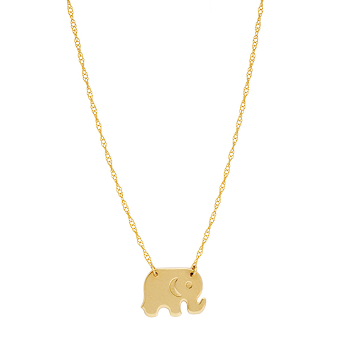14K gult gull mini babyelefantanheng halskjede, 16" til 18" Justerbare fine designersmykker for menn og kvinner