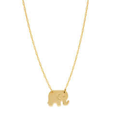14K Yellow Gold Mini Baby Elephant Pendant Necklace, 16" To 18" Adjustable fine designer jewelry for men and women